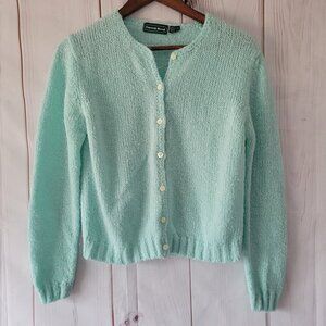 Vintage Carroll Reed Women’s S Button Down Knit Cardigan Sweater, Mint Green